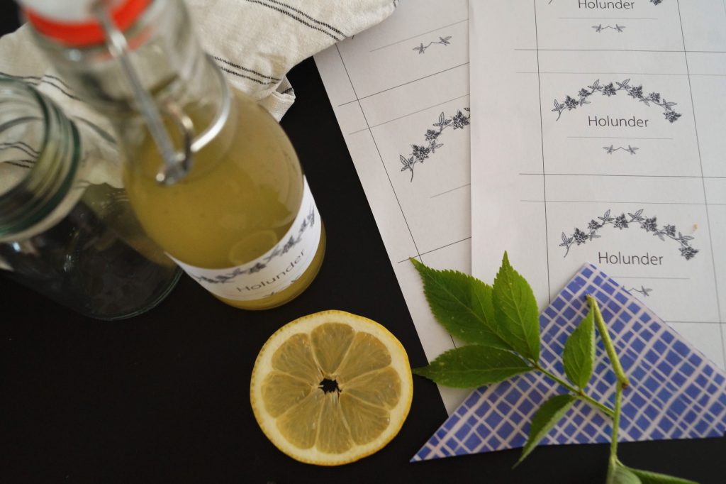Holundersirup und meine Universal Etiketten zum Ausdrucken – all my FABRICS